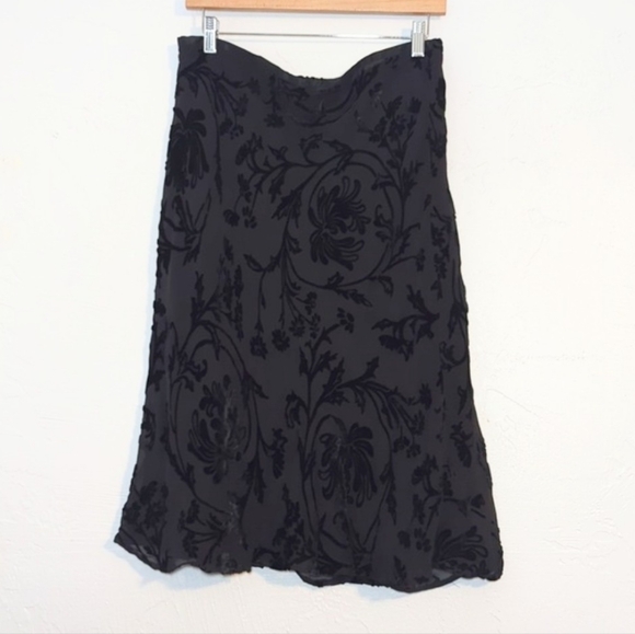 Whimsigoth Dark Fairy Grunge Black Velvet Burnout Witchy Goth Silk Sheer Skirt - Picture 2 of 9